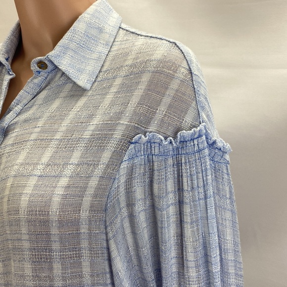 Free People Slouchy Sleeved Cotten Blend Button Down Oversized Shirt SZ S/P - Picture 3 of 16